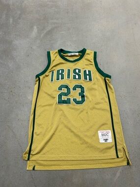 Nostalgia Yellow Basketball Jersey with Green Trim